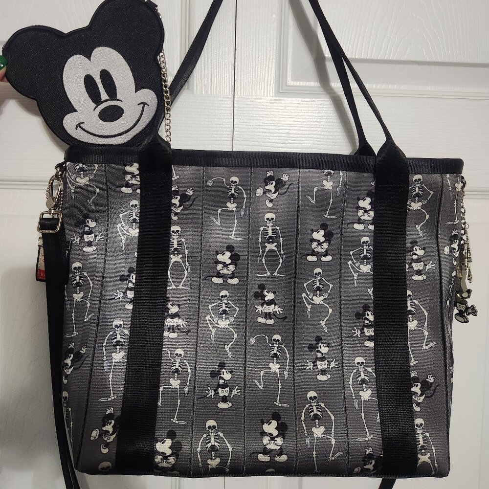Harveys Seatbelt x Disney Spooky Mickey Poster Tote Skeleton Bag & Coin Purse